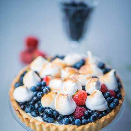 Red Strawberries and White Cream Formations – Editorial Food Image
