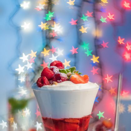 Red Berries and Creamy Dessert Close-Up – Commercial Food Photography