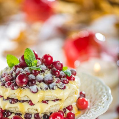 Red Berries and Cream Dessert – Commercial Food Photography