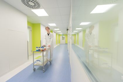 Rolling Cart with Laboratory Glassware – Production Environment Photography