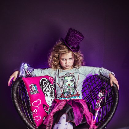 Girl Sitting in a Garden Chair, Child Portrait – Kids Portrait Photography
