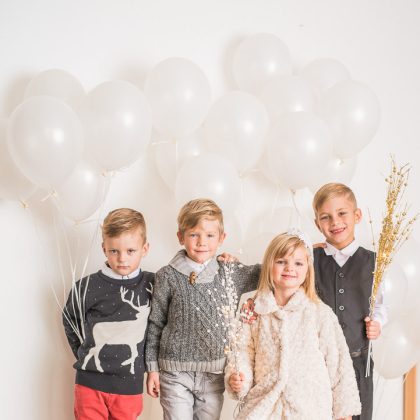 Two Children in a Winter-Themed Studio Setting – Family Photography Portfolio