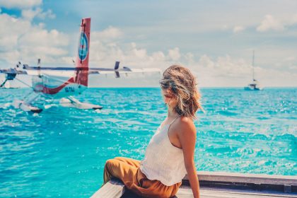 Woman Relaxing on Beach, Beautiful Scenery – Landscape Photography